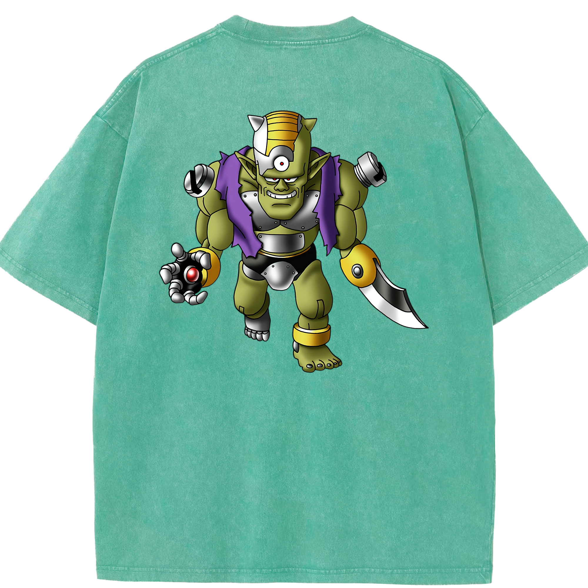 （画像用） ドラゴンクエスト Doragon Kuesuto Dragon Quest 綿100% ヴィンテージ風 半袖Tシャツ（背面プリント）